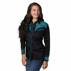 Rockmount Ranch Wear Women's Vintage Western Shirt Collection: Rockmount Fancy Tooling Black