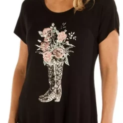 Liberty Wear Collection Tops: Boot Full Of Roses Mini Sharktail Ladies'