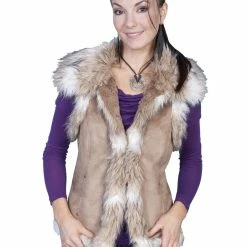 Scully Leather Company Ladies' Women's Honey Creek Outerwear Collection: Faux Fur Vest, Faux Leather