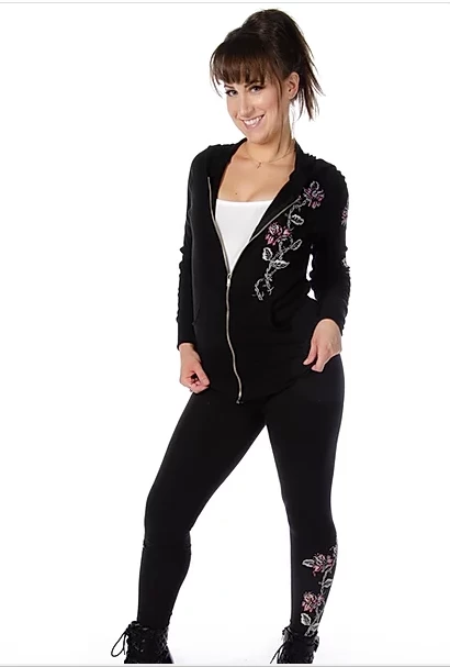 Ladies' Liberty Wear Collection Tops: Zip Up Hoodie Barbed Wire & Roses 5 Ladies' Liberty Wear Collection Tops: Zip Up Hoodie Barbed Wire & Roses