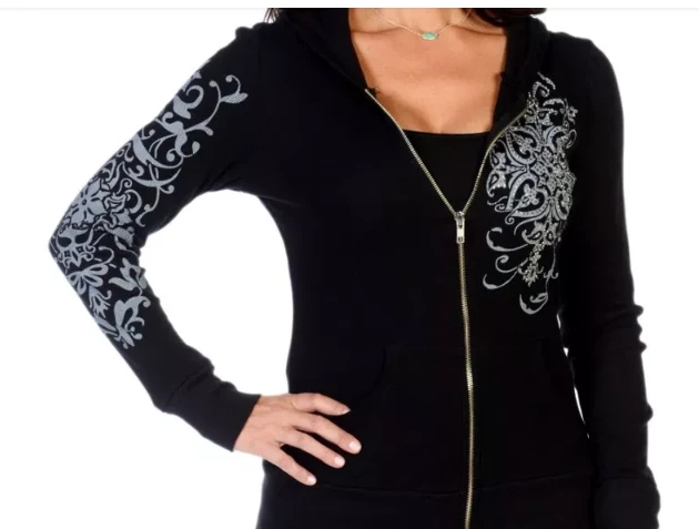 Liberty Wear Collection Tops: Zip Up Hoodie Vintage Crystal 5 Liberty Wear Collection Tops: Zip Up Hoodie Vintage Crystal