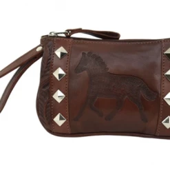American West Handbags Ladies' American West Handbag Hitchin' Post Collection: Event Wristlet Running Horse