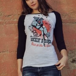 Original Cowgirl Clothing T-Shirts: Rockin' B Ranch Vintage Rodeo Girl Baseball Tee