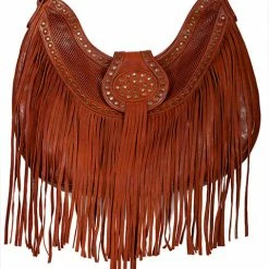 Scully Leather Company Ladies' Western Shoulder Bag With Fringe And Studs Hobo Style