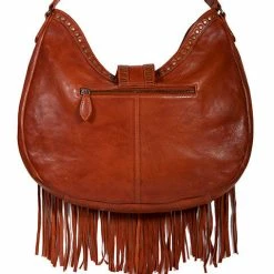 Scully Leather Company Ladies' Western Shoulder Bag With Fringe And Studs Hobo Style