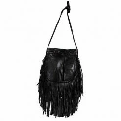 Scully Leather Company Western Shoulder Bag With Top Cinch Tie, Tassels, Fringe Ladies'