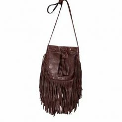 Scully Leather Company Western Shoulder Bag With Top Cinch Tie, Tassels, Fringe Ladies'