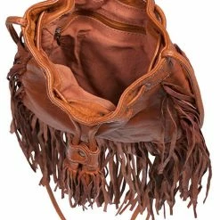 Scully Leather Company Western Shoulder Bag With Top Cinch Tie, Tassels, Fringe Ladies'