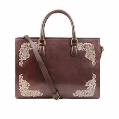 Scully Leather Company Ladies' Western Laptop Briefcase Floral Embossed Stud Design