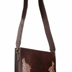 Scully Leather Company Western Compact Handbag Floral Embossed Stud Design Ladies'