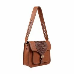 Scully Leather Company Western Shoulder Compact Handbag Embossed Floral Border Ladies'