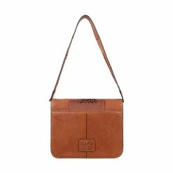 Scully Leather Company Western Shoulder Compact Handbag Embossed Floral Border Ladies'