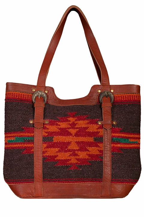 Scully Leather Company Western Shoulder Tote Geometric Print Woven Front Ladies' 3 Scully Leather Company Western Shoulder Tote Geometric Print Woven Front Ladies'