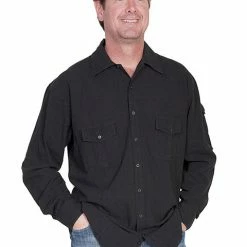 Scully Leather Company Men's Cantina Cotton Collection: Roll Up Sleeve And Point Collar