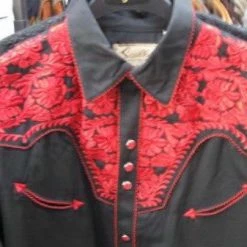 Scully Leather Company Women's Vintage Western Shirt Collection: Scully Gunfighter Black & Crimson Ladies'