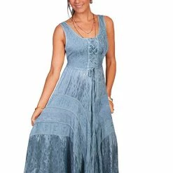 Scully Leather Company Ladies' Women's Honey Creek Collection Dress: Sleeveless Lace-Up, Tier Panels With Scrolling