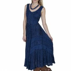 Scully Leather Company Ladies' Women's Honey Creek Collection Dress: Sleeveless Lace-Up, Tier Panels With Scrolling