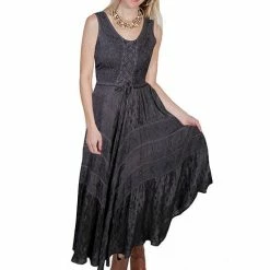 Scully Leather Company Ladies' Women's Honey Creek Collection Dress: Sleeveless Lace-Up, Tier Panels With Scrolling