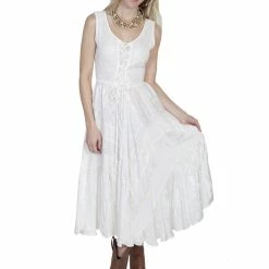 Scully Leather Company Ladies' Women's Honey Creek Collection Dress: Sleeveless Lace-Up, Tier Panels With Scrolling