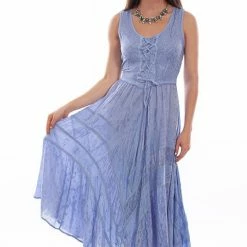 Scully Leather Company Ladies' Women's Honey Creek Collection Dress: Sleeveless Lace-Up, Tier Panels With Scrolling