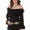 Scully Leather Company Ladies' Women's Honey Creek Collection Blouse: Off The Shoulder Ruffles