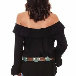 Scully Leather Company Ladies' Women's Honey Creek Collection Blouse: Off The Shoulder Ruffles