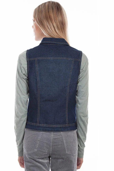 Scully Leather Company Women's Honey Creek Collection Vest: Denim Lace Up Panels 4 Scully Leather Company Women's Honey Creek Collection Vest: Denim Lace Up Panels
