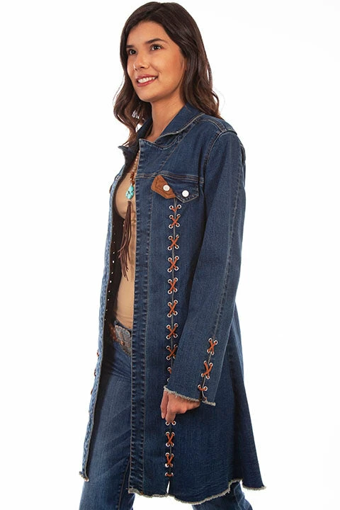 Scully Leather Company Women's Honey Creek Jacket Collection: Long Denim Jacket Ladies' 3 Scully Leather Company Women's Honey Creek Jacket Collection: Long Denim Jacket Ladies'