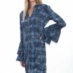 Scully Leather Company Ladies' Women's Honey Creek Collection Dress: Western Plaid Double Ruffle Cuffs
