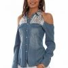 Scully Leather Company Women's Honey Creek Collection Blouse: Open Shoulder Denim Ladies'