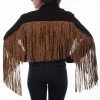 Scully Leather Company Women's Honey Creek Jacket Collection: Black Denim Leopard Print Fringe Ladies'