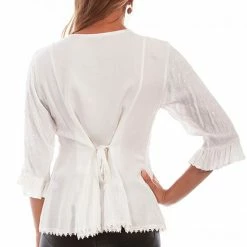 Scully Leather Company Women's Honey Creek Collection Blouse: Embroidered 3/4 Sleeves