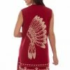 Scully Leather Company Women's Honey Creek Collection Vest: Native American Headdress Sweater Red