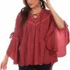 Scully Leather Company Women's Honey Creek Collection Blouse: Tunic Lace Up Sleeves Ladies'