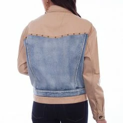 Scully Leather Company Women's Honey Creek Jacket Collection: Color Blocked Denim Tan Ladies'