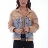 Scully Leather Company Women's Honey Creek Jacket Collection: Color Blocked Denim Tan Ladies'