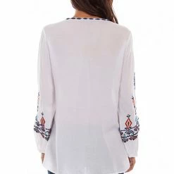 Scully Leather Company Ladies' Women's Honey Creek Collection Blouse: Flirty Embroidered Pullover