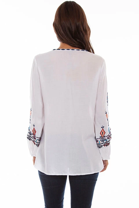 Scully Leather Company Ladies' Women's Honey Creek Collection Blouse: Flirty Embroidered Pullover 4 Scully Leather Company Ladies' Women's Honey Creek Collection Blouse: Flirty Embroidered Pullover