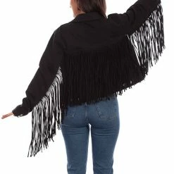 Scully Leather Company Ladies' Women's Honey Creek Jacket Collection: Black Denim Fringe
