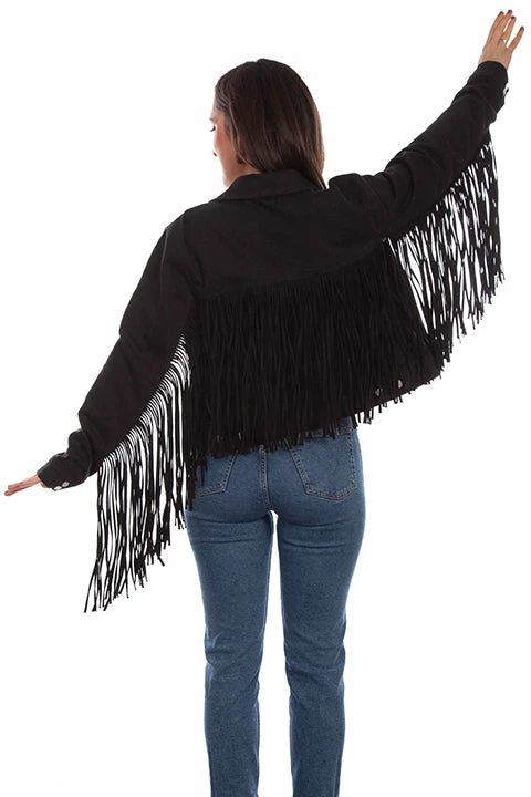 Scully Leather Company Ladies' Women's Honey Creek Jacket Collection: Black Denim Fringe 4 Scully Leather Company Ladies' Women's Honey Creek Jacket Collection: Black Denim Fringe
