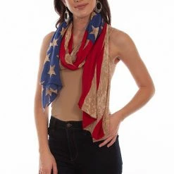 Scully Leather Company Ladies' Women's Honey Creek Collection Scarf: Red, White And Blue