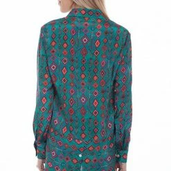 Scully Leather Company Ladies' Women's Honey Creek Collection Blouse: Turquoise Diamonds