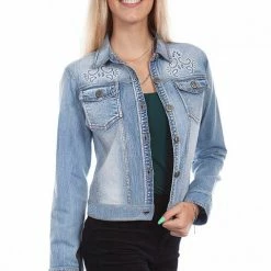 Scully Leather Company Women's Honey Creek Jacket Collection: Beaded Denim Jean Ladies'