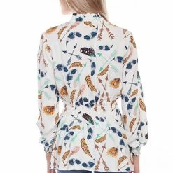 Scully Leather Company Ladies' Women's Honey Creek Collection Blouse: Feather Print