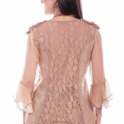 Scully Leather Company Women's Honey Creek Collection Blouse: 3/4 Sleeves, Double Ruffle Cuffs 13 Scully Leather Company Women's Honey Creek Collection Blouse: 3/4 Sleeves, Double Ruffle Cuffs