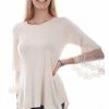 Scully Leather Company Women's Honey Creek Collection Blouse: Solid Top Crochet Sleeves Ladies' 2 Scully Leather Company Women's Honey Creek Collection Blouse: Solid Top Crochet Sleeves Ladies'