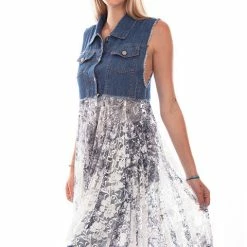 Scully Leather Company Women's Honey Creek Collection Accessory: Denim Top With Lace Skirt Ladies'