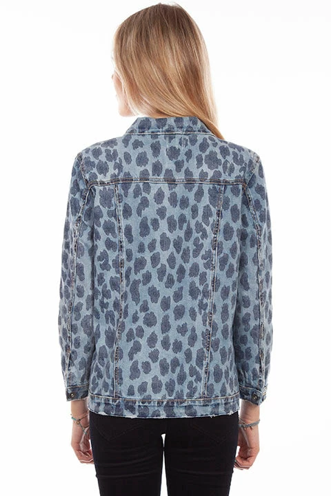 Scully Leather Company Women's Honey Creek Jacket Collection: Blue Leopard Denim 4 Scully Leather Company Women's Honey Creek Jacket Collection: Blue Leopard Denim