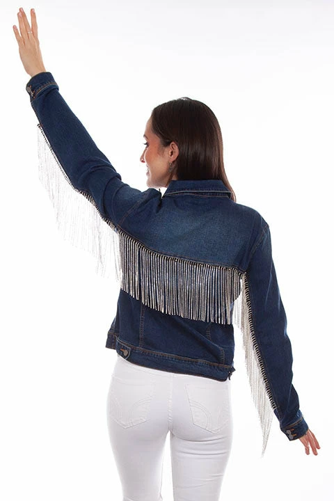 Scully Leather Company Women's Honey Creek Jacket Collection: Denim Rhinestone Fringe Ladies' 4 Scully Leather Company Women's Honey Creek Jacket Collection: Denim Rhinestone Fringe Ladies'