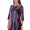 Scully Leather Company Women's Honey Creek Collection Blouse: Velvet Tunic Stripe Plum Ladies' 1 Scully Leather Company Women's Honey Creek Collection Blouse: Velvet Tunic Stripe Plum Ladies'